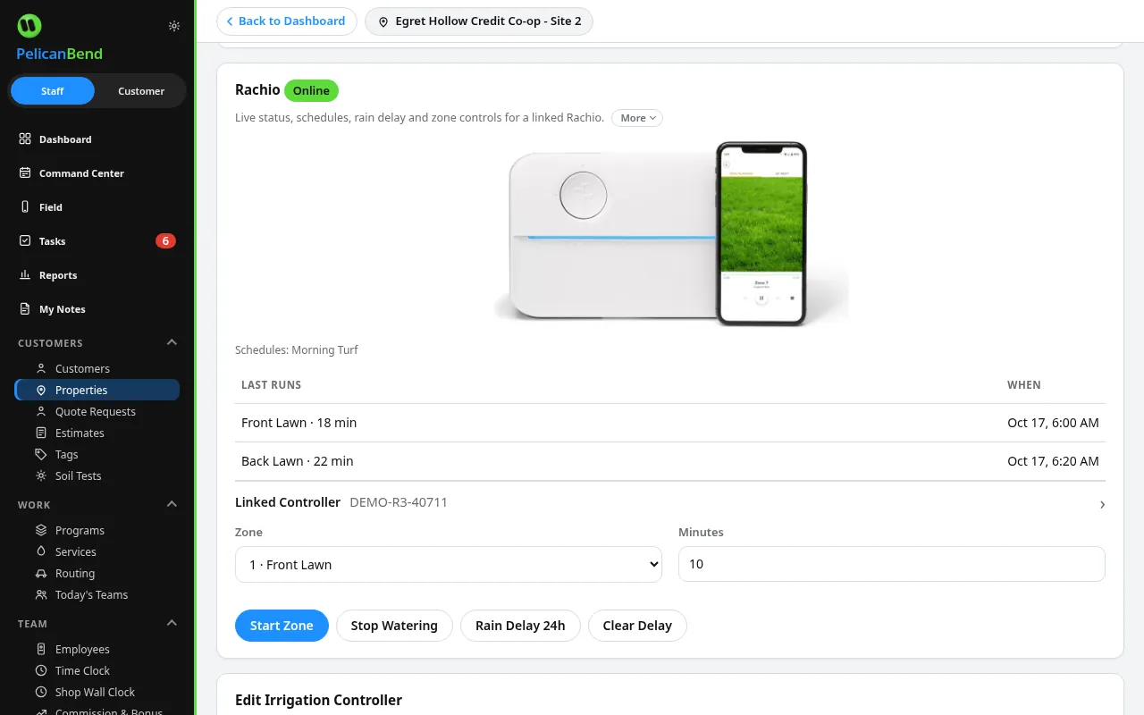 Rachio and Hydrawise (Demo company)